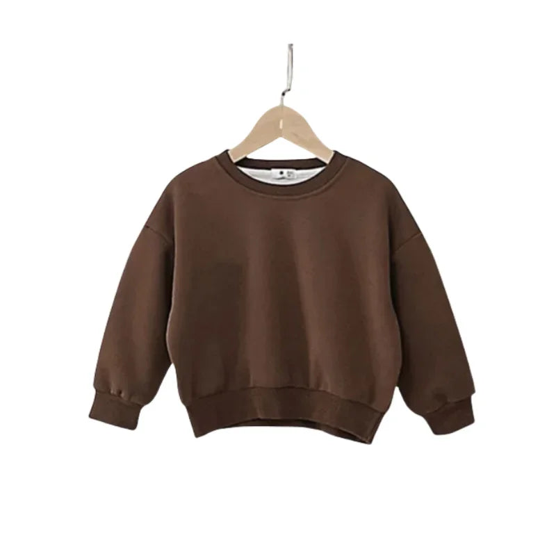 Children's Hoodies 1-7 Y Boys Solid Simple sweatshirt Girls O-neck Pullover 6 Colors Spring Autumn Teenage Casual Tops
