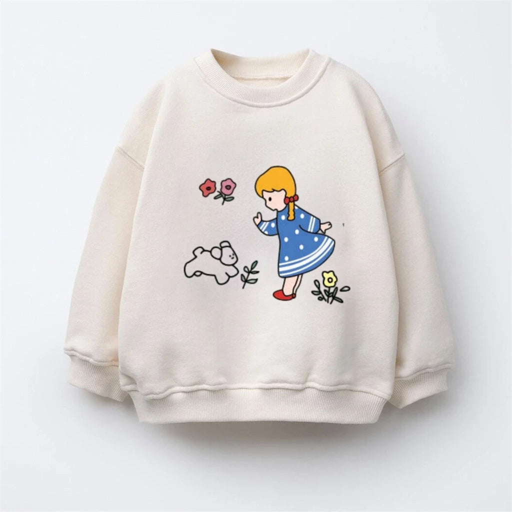 Kids New Printing Hoodie Outer Wear Loose Casual Round Neck Sweatshirst 2 3 4 5 6Years Old Child Versatile Long Sleeve Pullovers