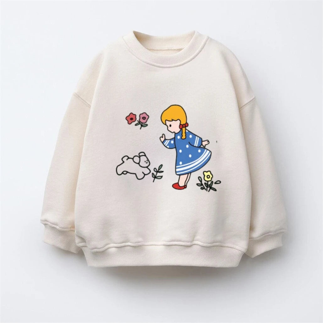 Kids New Printing Hoodie Outer Wear Loose Casual Round Neck Sweatshirst 2 3 4 5 6Years Old Child Versatile Long Sleeve Pullovers