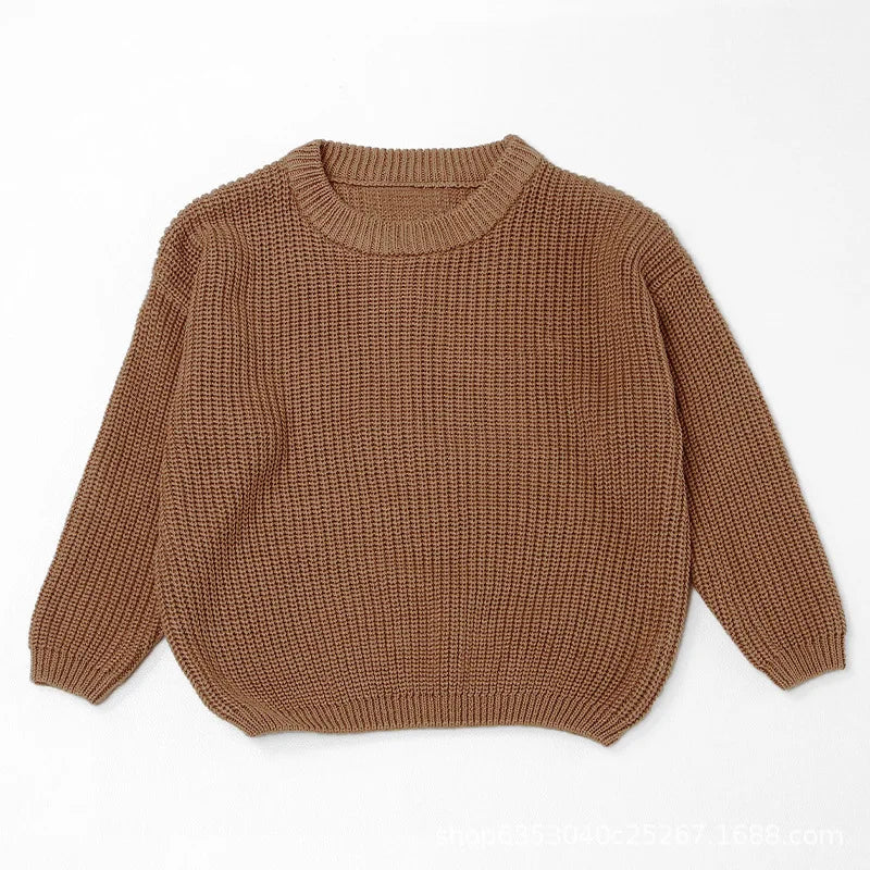 Personalized Baby Cotton Sweater Custom Name Hand Embroidery Knitted Pullover for Boys Girls Autumn Winter Kids Knitwear 0-7T