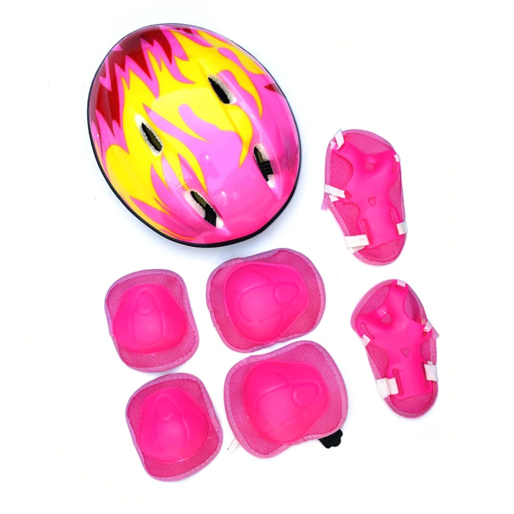 Children's Cycling Helmet and Protective Gear Set Helmet, Knee Pads, and Protective Equipment Side-Buckle Soft Foam Padding