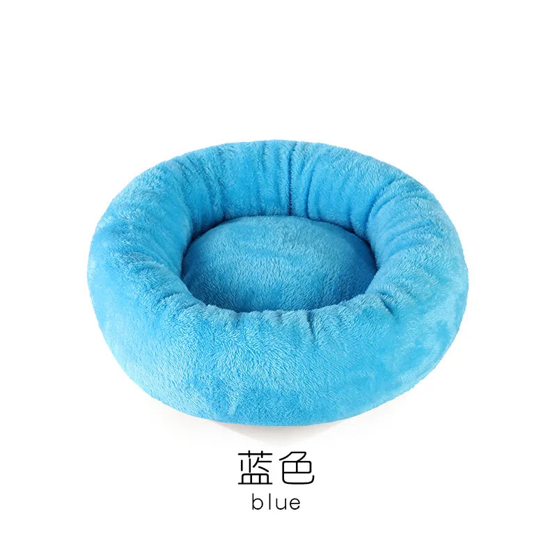Pet Bed Warming Small Dog House Soft Sofa Donut Cat Bed Warming Indoor Round Pillow Kennel Cuddler Faux Fur Puppy Mat Dog Beds