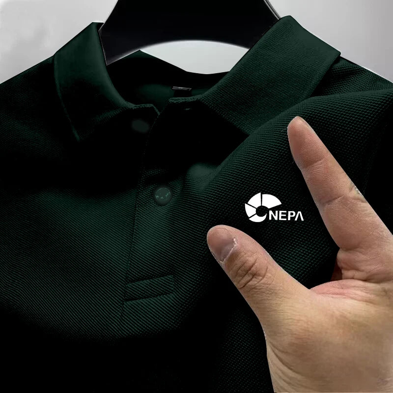 2026 Men's Reflective Polo Shirt, Color Button, Breathable, Casual, Fashionable, Business, Comfort, Summer, Shoes