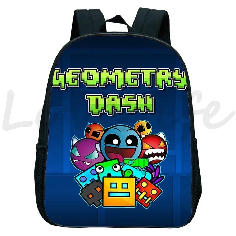 Children Backpack Anime Small Bookbag Kids Cartoon School Bags  Angry Geometry Dash Kindergarten Backpacks Boys Girls Rucksack