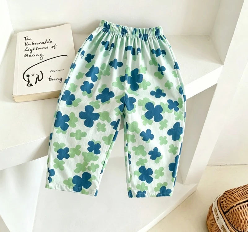 Kids Year Round Printed Pants Lightweight Cotton Trousers For Spring Summer And Autumn Bottoms Children Fashion Simple Pants