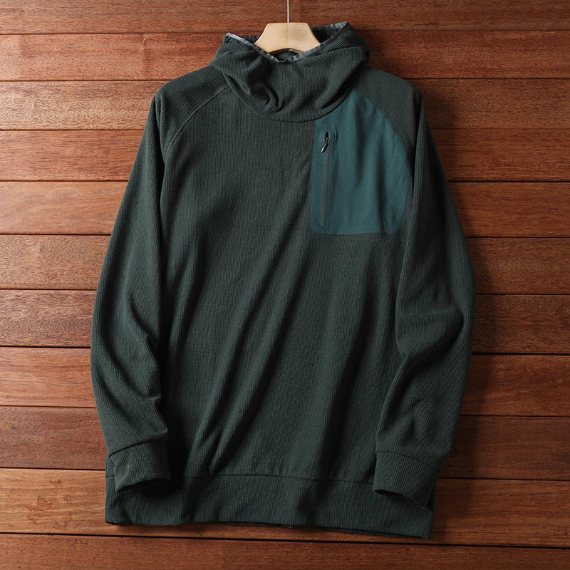 Men's Hooded Fleece-Lined Jacket Autumn Spring Lightweight Fabric Plaid Sweatshirt Coat Bird Pattern Modern Style Straight Cut