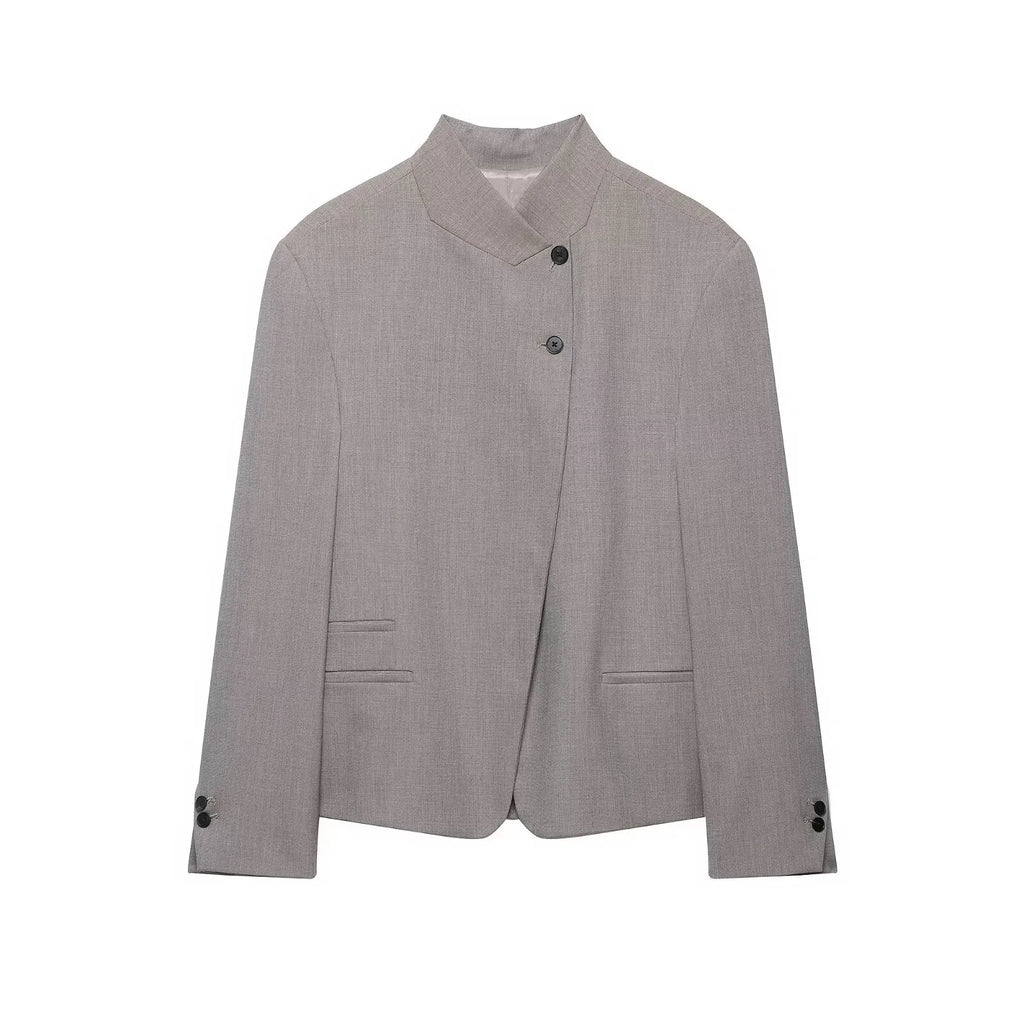 KONDALA 2026 Spring Summer Women Going Out Blazers Fashion Half High Collar Elegant Luxury Casual Ladies Chic Blazers