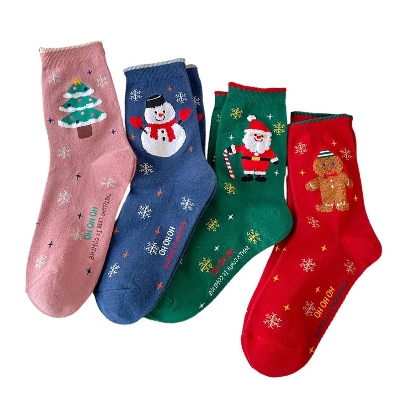 4 Pairs/Lot Children Girls Socks Christmas Socks For Kids Cotton 3-14 Years Comfortable Toddler Leg Warmers Boys Long Socks