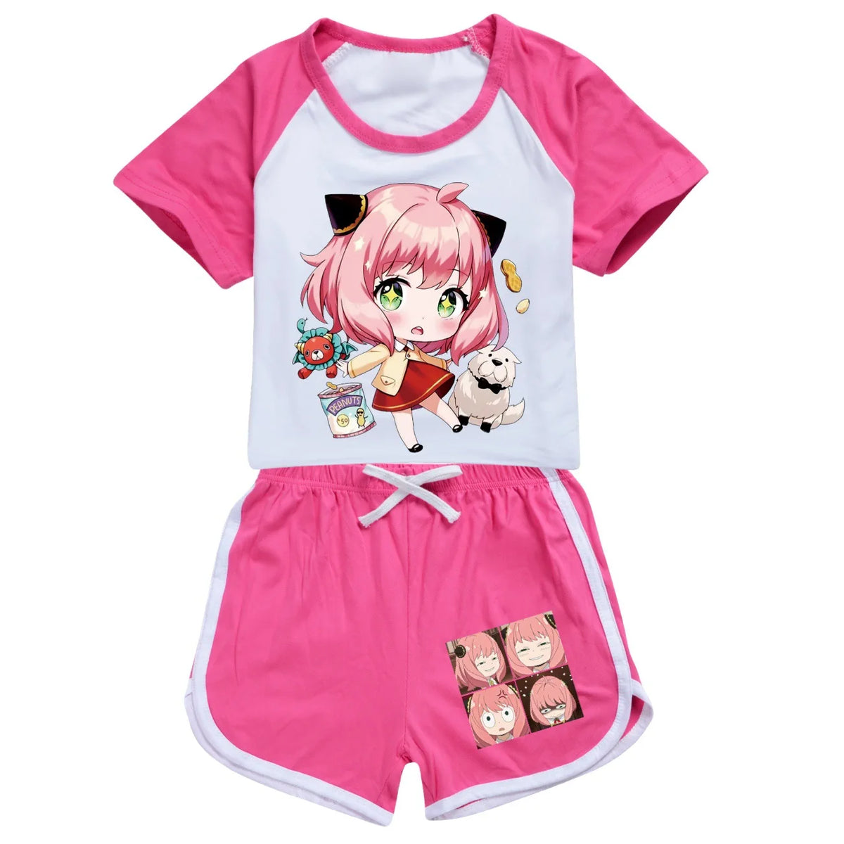 new Anime SPY×FAMILY Pajamas Children's Summer Clothing Anya Leisure Short Sleeve Round Neck T-shirt+shorts Set Kids Gift 2pcs