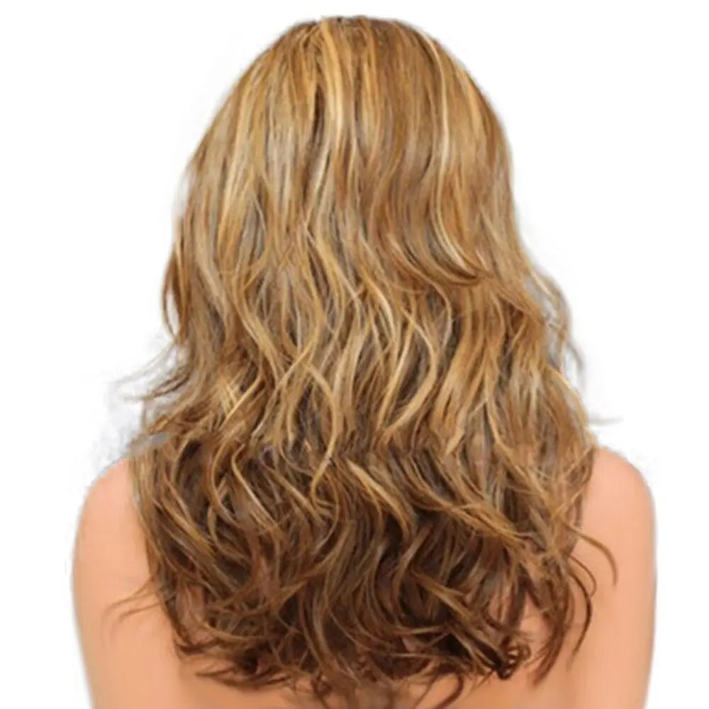 Ladies Blonde Long Curly Wigs Women Natural Wavy Synthetic Hair Cosplay Full Wig Fashion Party Supplies
