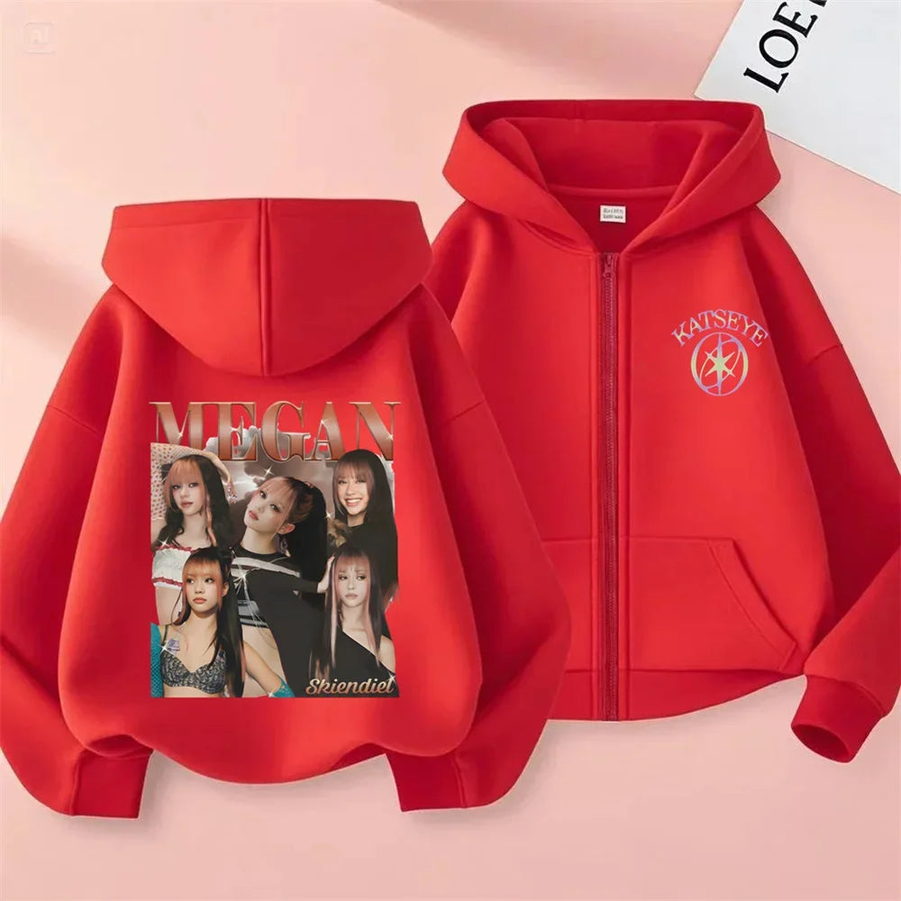 Toddler Girl Clothes Girl Group Katseye Zipper Hoodie Boys Fashion Casual Sweatshirt Movie New Kids KATSEYE Zip UP Hooded Tops