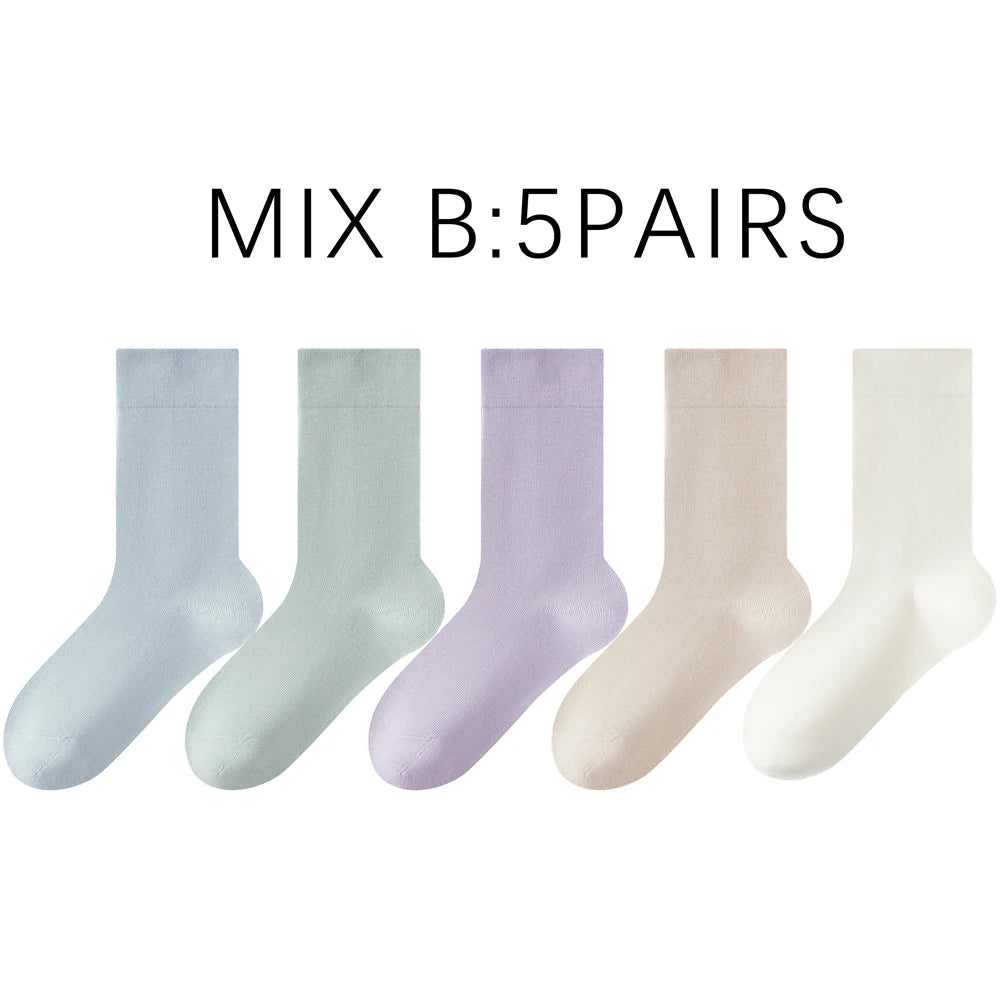 Cotton Seamless Stackable Socks for Women - Wear as Slouch or Straight, Non-Binding Cuff, Ideal Gift for Elderly & Moms-to-Be