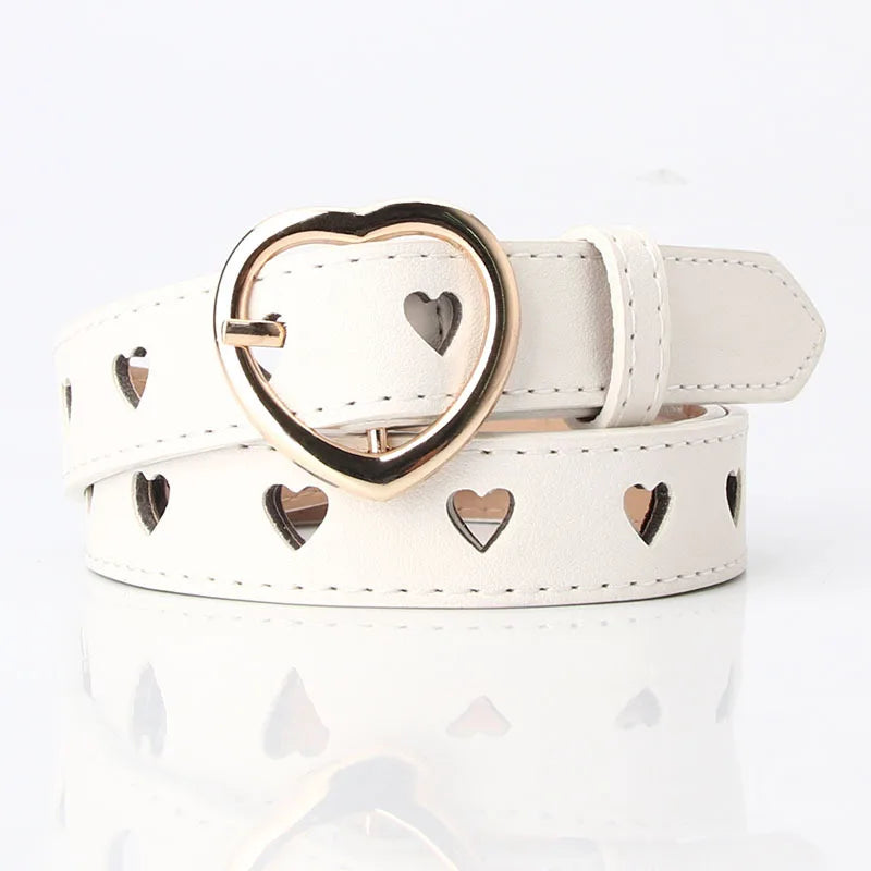 Women's belts Pin buckle belts spring and summer new women's versatile with trouser belts hollow heart shape