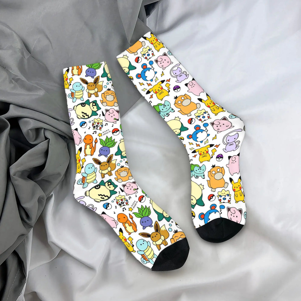 Men's Socks Pokemon Characters  Stockings Non-Slip Comfortable Socks Autumn Modern Design Outdoor Sports Socks
