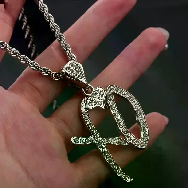 1Pcs Men's Fashion Street Trend Jewelry Accessories Gift Exquisite   Inlaid White Zircon Pendant Necklace