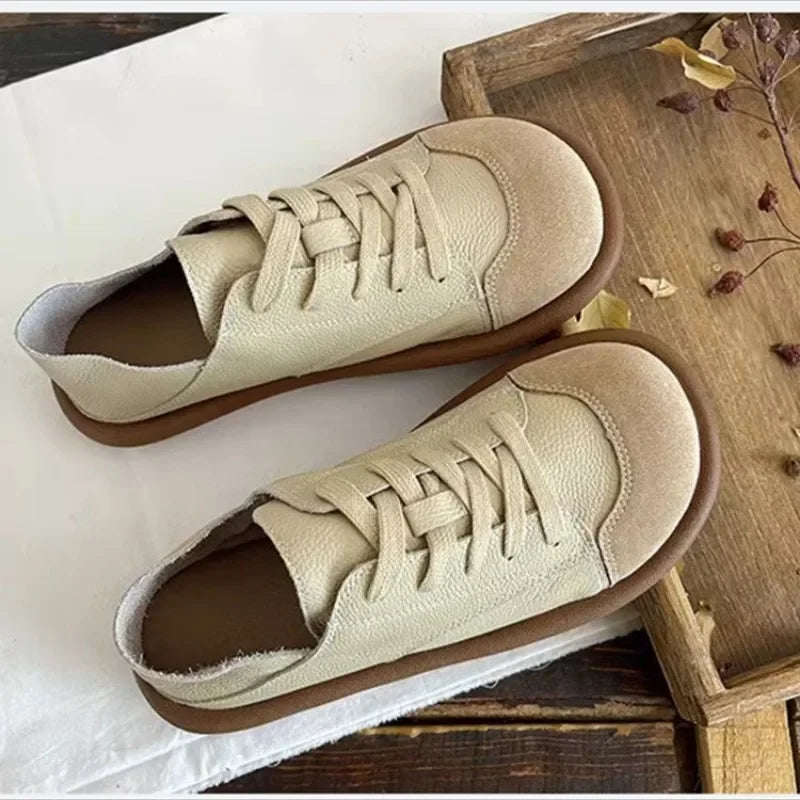 Women's Loafers Vintage Pu Leather Flats Fashion Soft Half Slippers Autumn Moccasins Slip on Women Driving Shoes Lazy Footwear