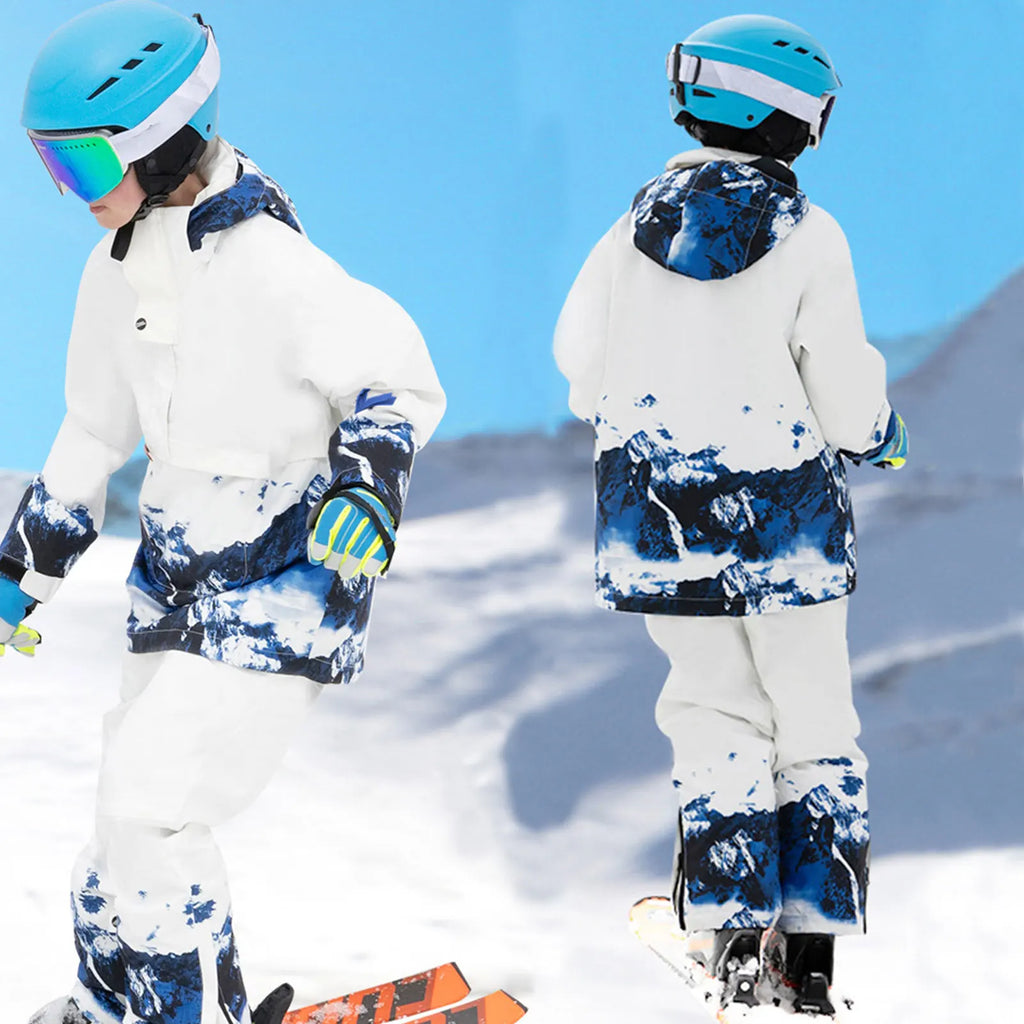 Girls Boys Snowboarding Wear,Children's Snowsuits,2-Piece Skiing Jacket Pants,Winter Waterproof Windproof Fleece Kids Ski Coat