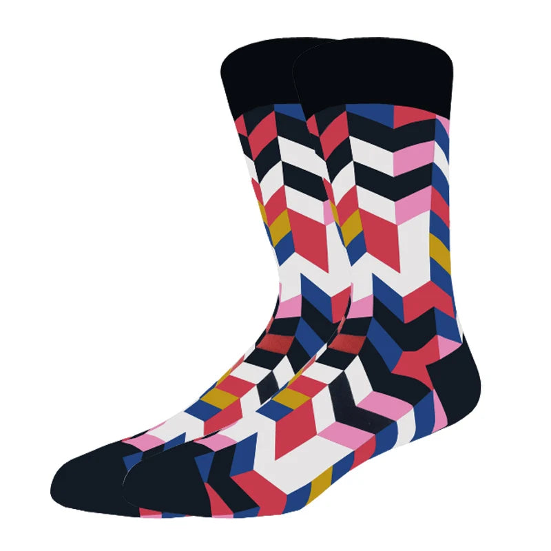 Men's Combed Cotton Fashion Hip Hop Man Woman Socks Harajuku Skateboard oil painting with print Happy Socks Funny Gift