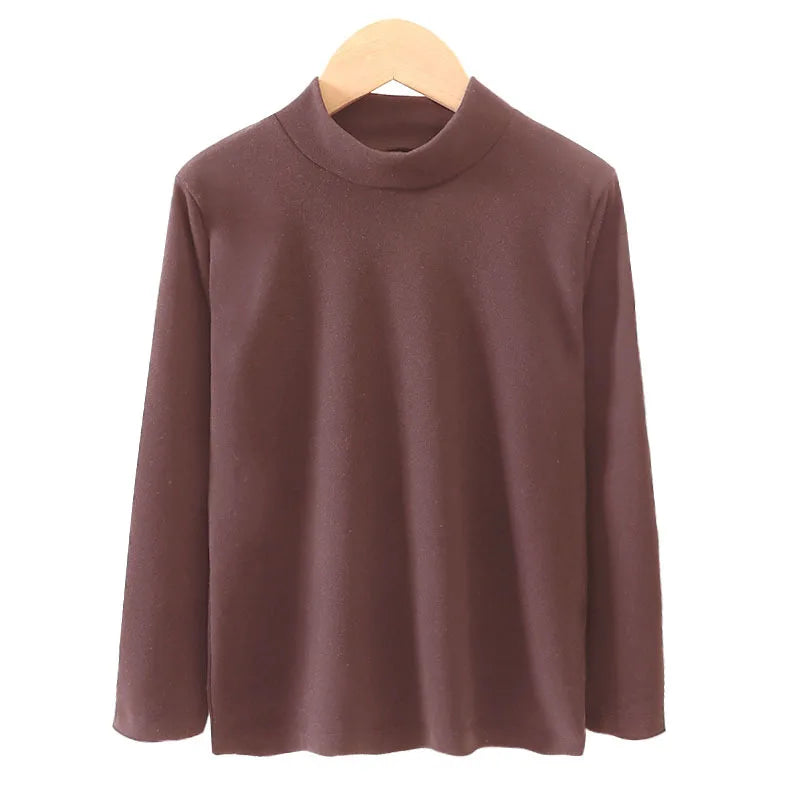 Children's Clothing Boys Girls Winter Thermal T-shirts Turtleneck Solid Long Sleeve Soft Warm Fleece Bottoming Shirts Kids Tops