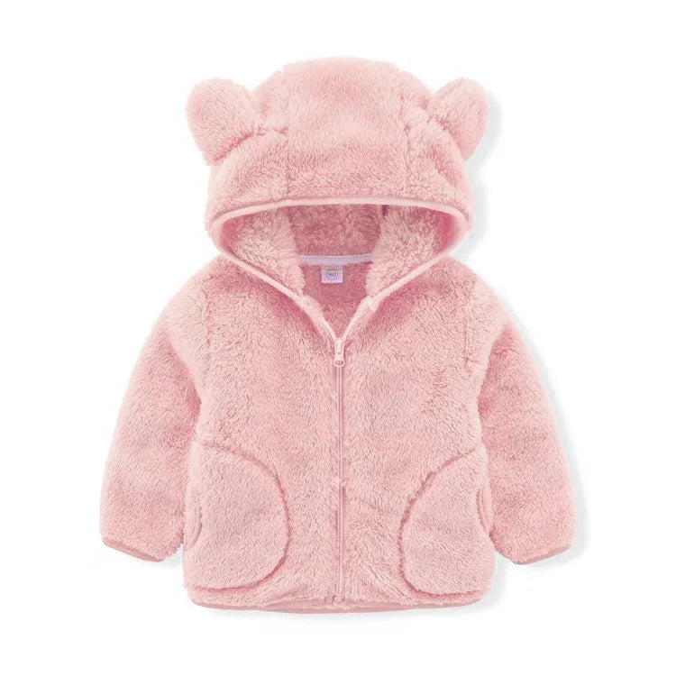 Colorful Fleece Hoodies 2-6T Long Sleeve Zipper Baby Coats for Boys & Girls Cute Hooded Jackets Kids Outerwear for Autumn Spring