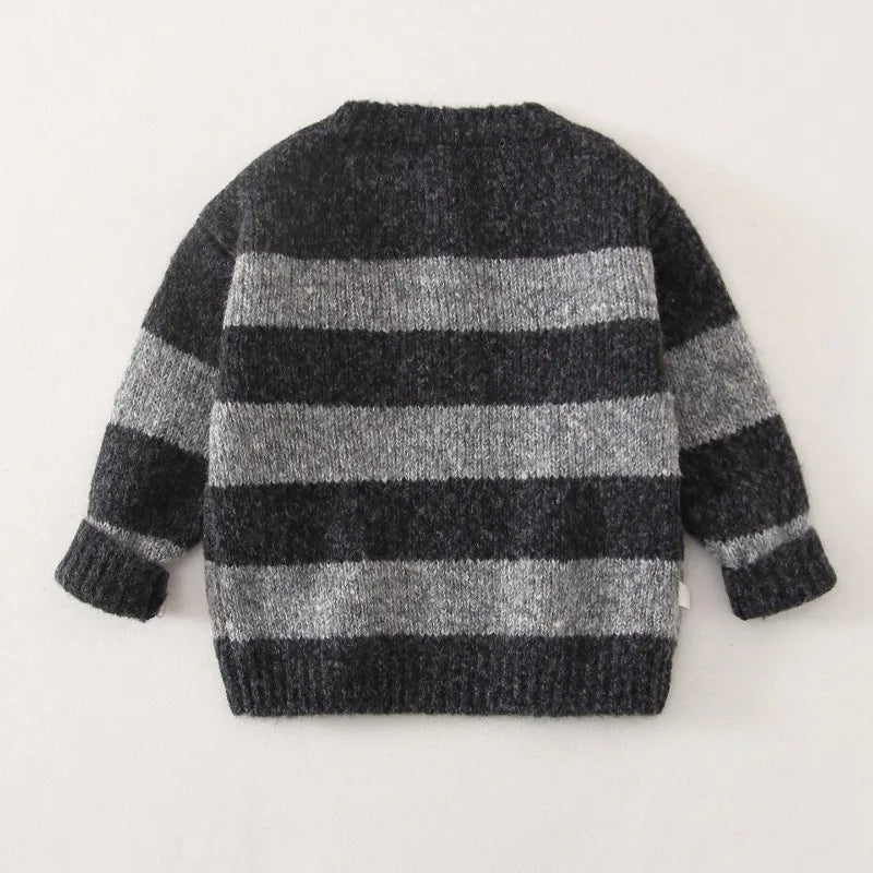 Boys Knitted Sweaters Winter Children Thickened Sweaters Plus Velvet Warm Round Neck Bottoming Shirt Kids Clothing 2026 New