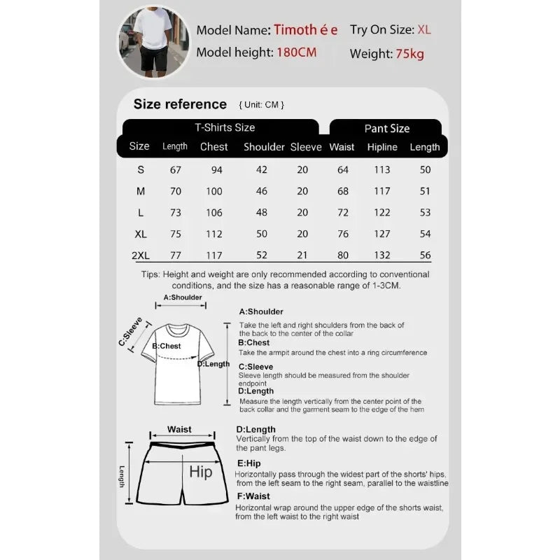 New summer fitness sportswear for men, short-sleeved T-shirt and shorts two-piece set, breathable and quick-drying casual wear.