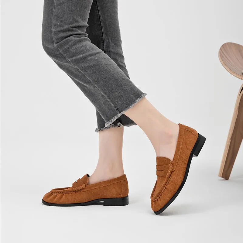 Lady Loafers. New 2026 Model Leather Women's Shoes - Suitable for Ladies to Wear. Handmade Vintage Ruffled Ladies' Sandals