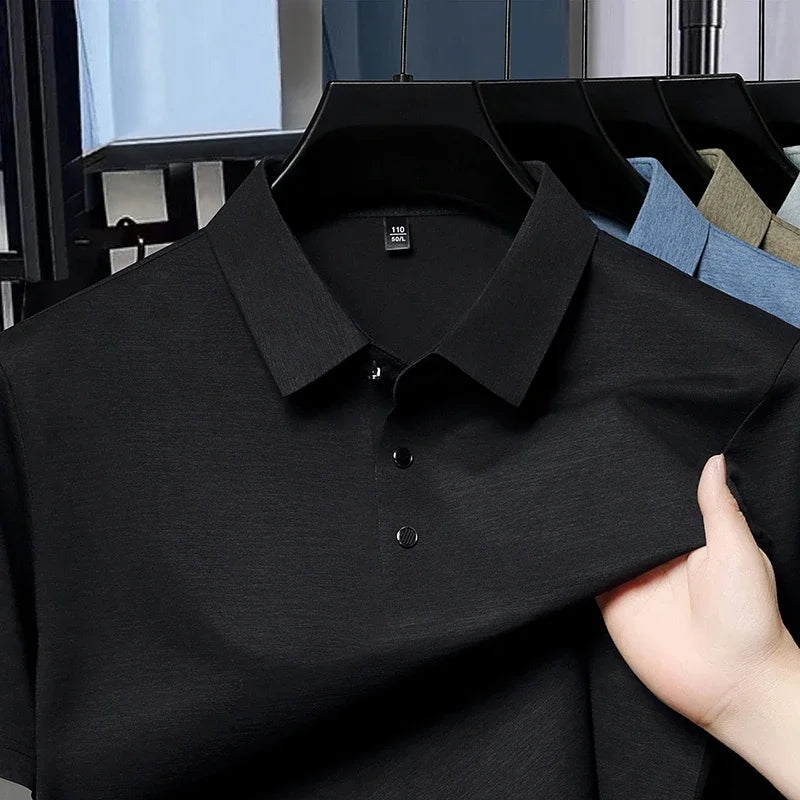 2026 New Men's Basic Polo Shirt Comfortable Breathable Fabric Short Sleeve Top For Office And Outdoor Activities