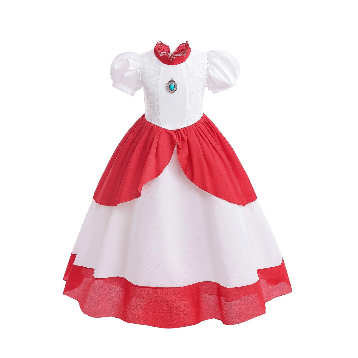 Kid White Peach Costume Princess Costume Plumber Adventure Girls Cosplay Apparel Halloween Video Game Victory Bonus Lolita Dress