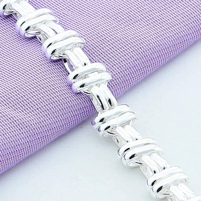 Hip Hop Men 925 Silver Bracelet Handmade Silver Bracelet Party Jewelry Gift