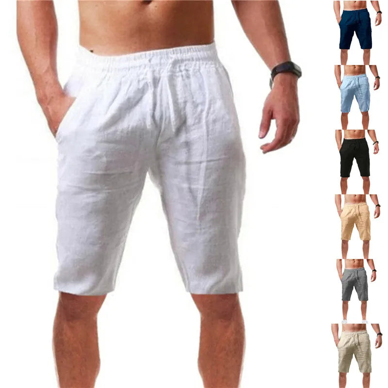 2026 new Men's Cotton Shorts Pants Male Summer Breathable Solid Color Short Trousers Fitness Streetwear S-3XL