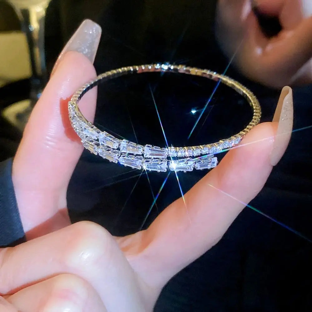 Women Gift Couple Bangles Decoration Jewelry Accessories Cuff Bangles Full Rhinestone Bracelet Simple Pulseras Women Bracelets