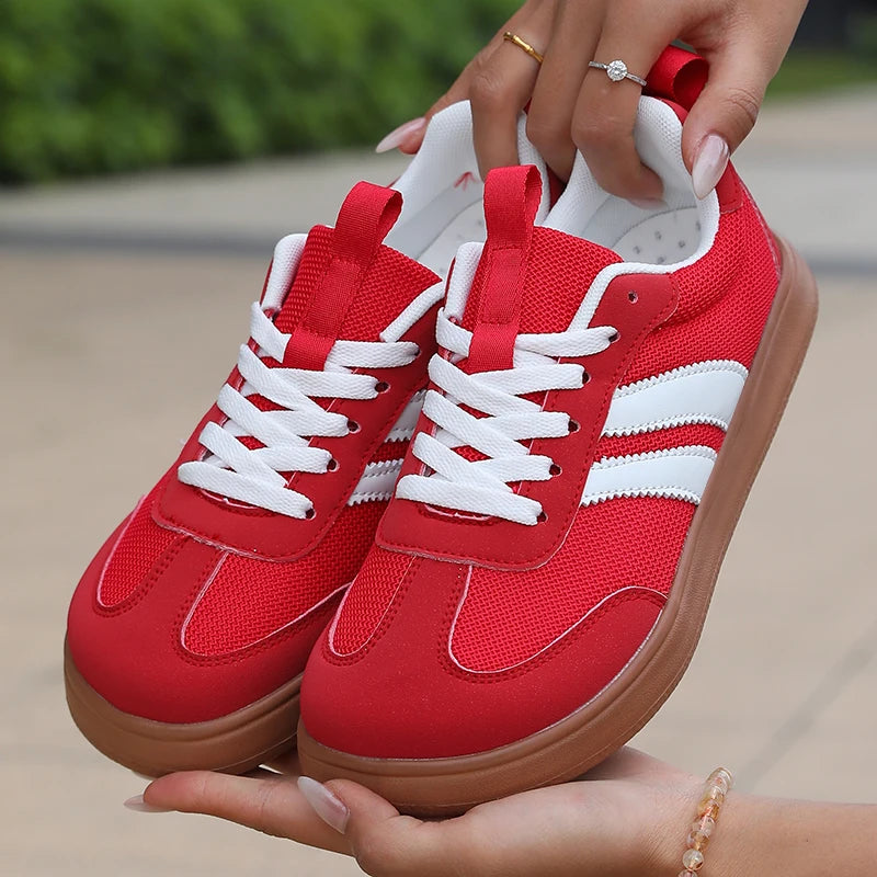 Lightweight Comfortable Sneakers for Women Fashion Striped Lace Up Sports Shoes Woman Casual Breathable Green Sneakers Plus Size