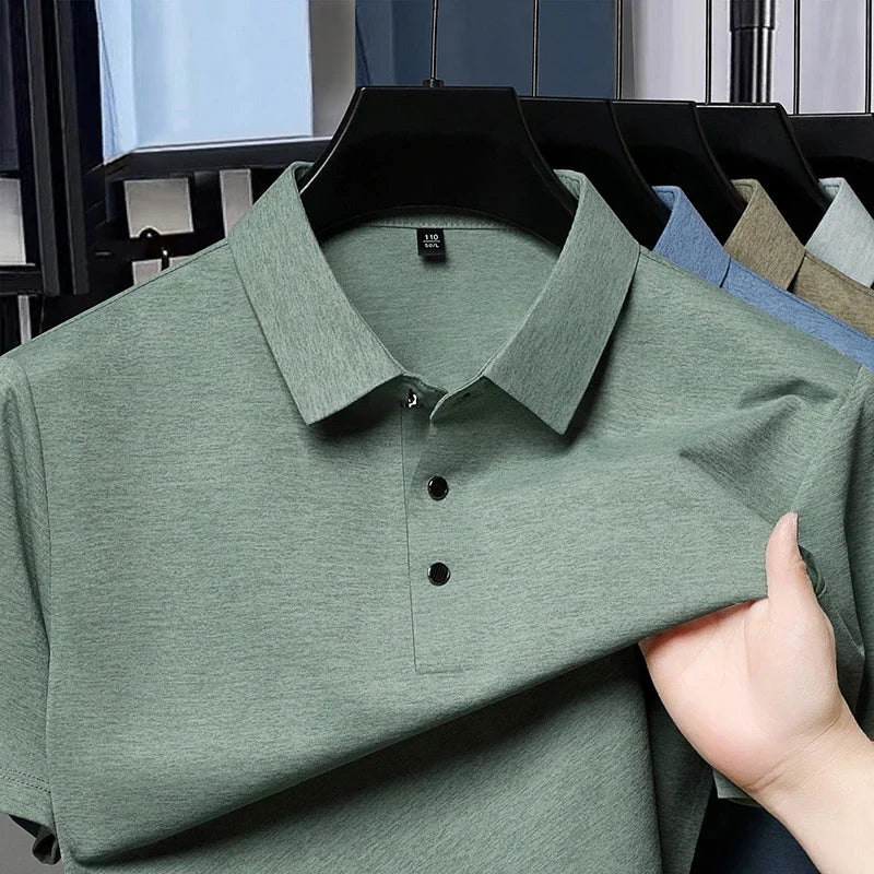 2026 New Men's Basic Polo Shirt Comfortable Breathable Fabric Short Sleeve Top For Office And Outdoor Activities