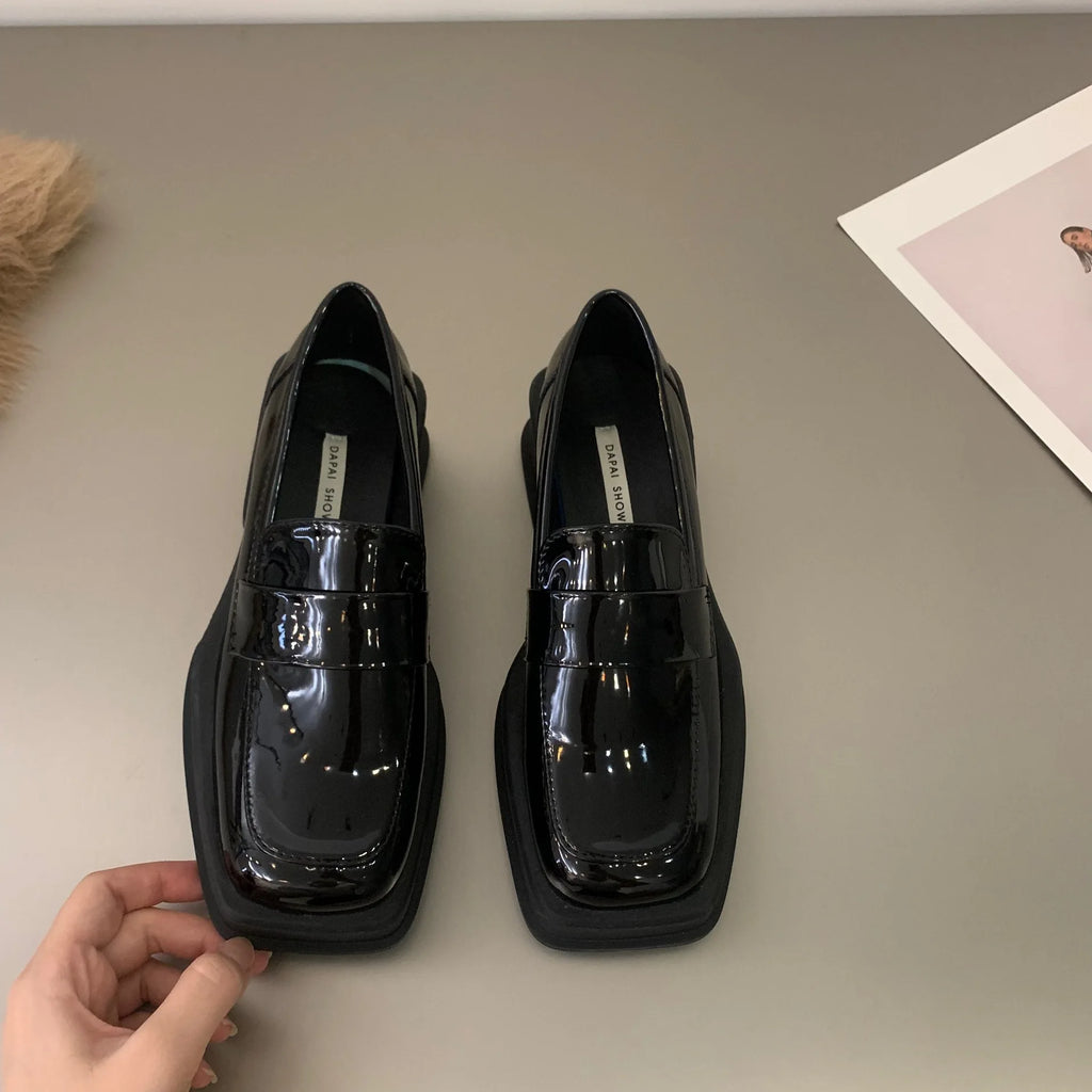 Women Luxury Loafers Fashion Square Toe Platform Moccasins Ladies Pumps Design Evening Party Heel Shoes Ladies Casual Solid Shoe