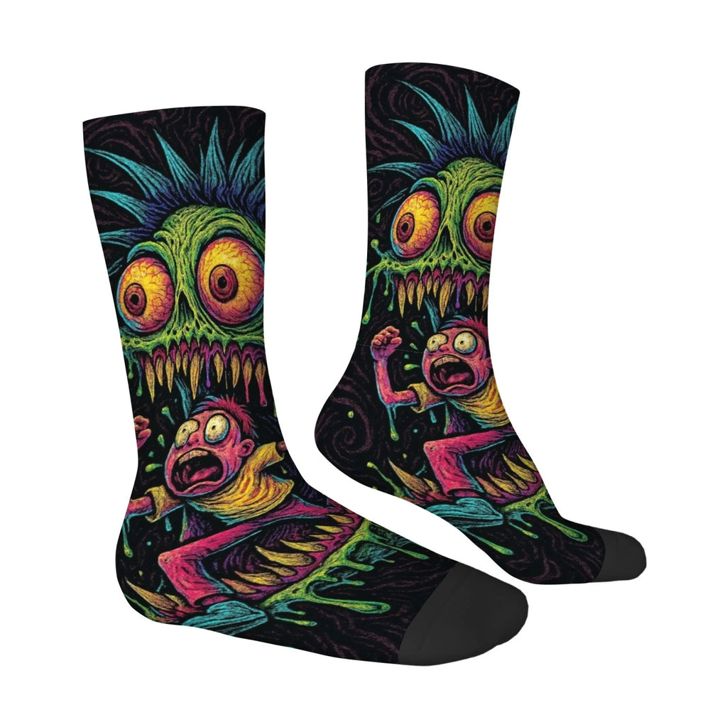 1 Pair Amusing Horror  Quirky Classic Horror Socks for Men Featuring A Retro Harajuku Street Style Perfect Funny Unique Gift