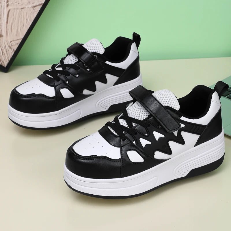 Childrens Roller Skates Shoes Sport Sneakers Breathable Parkour Two Wheel Detachable Sliding Style Sports Boys Girls Kids Shoes