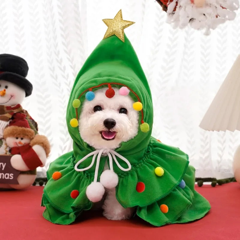 Cute Pet Christmas Clothing Pet Dogs Cats Hoodie Chihuahua Yorkshire Coat Suitable for Small and Medium Sized Puppies Cloak