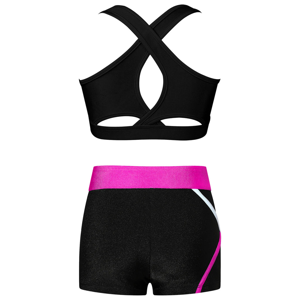 8 10 14 16 Children's Sportswear Kids Girls Sleeveless Crop Top with Shorts Sports Suits for Running Gym Yoga Workout Outtfit