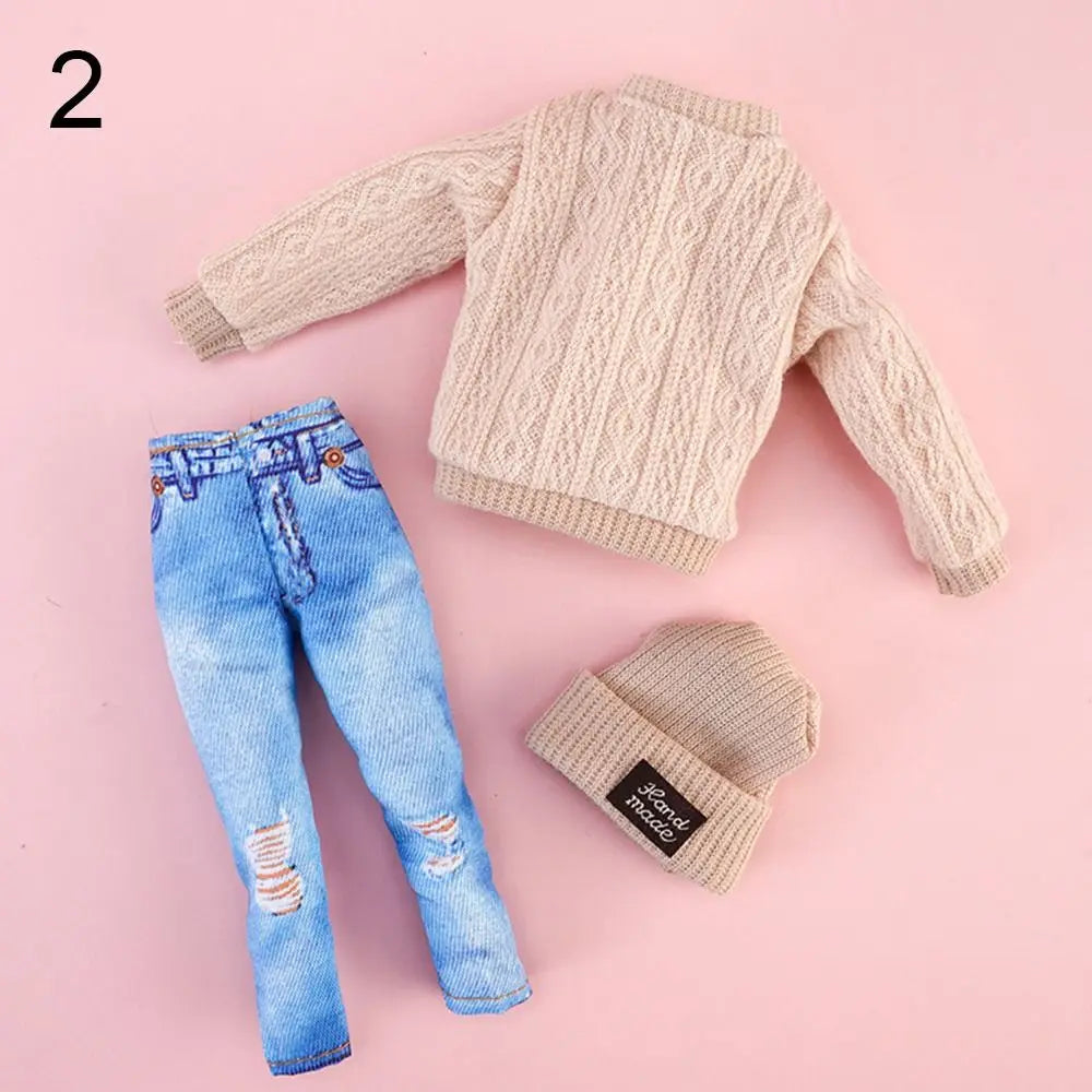 1 Set Fashion Kids Gift Toy Doll Accessories Winter Wear Sweaters Casual Wear Hats Dolls Pants Girl Clothes