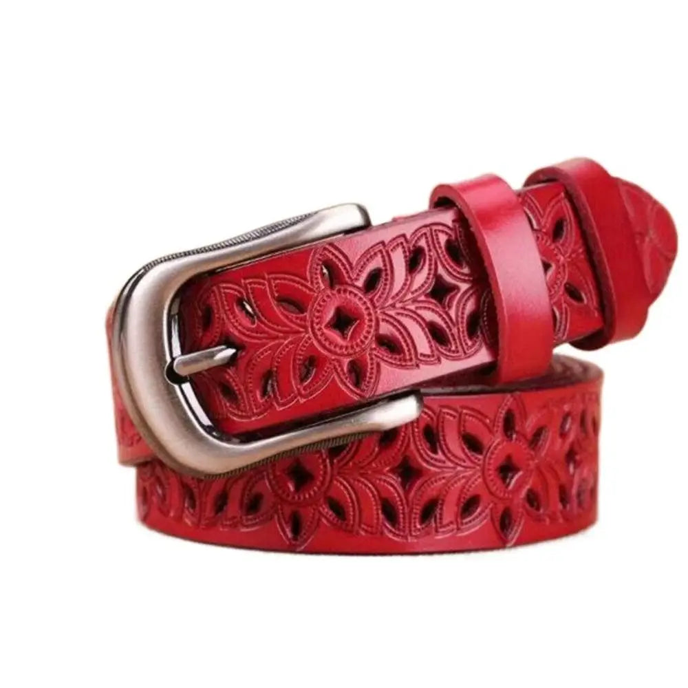 Women Leather Belts for Woman Belt Vintage Pin Buckle Strap Jeans Hollow Belt