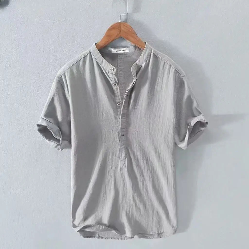Linen Cotton Shirts for Men Lightweight Long Sleeve Henley Streetwear Beach Breathable Shirt Hawaiian Large T Shirts for Men