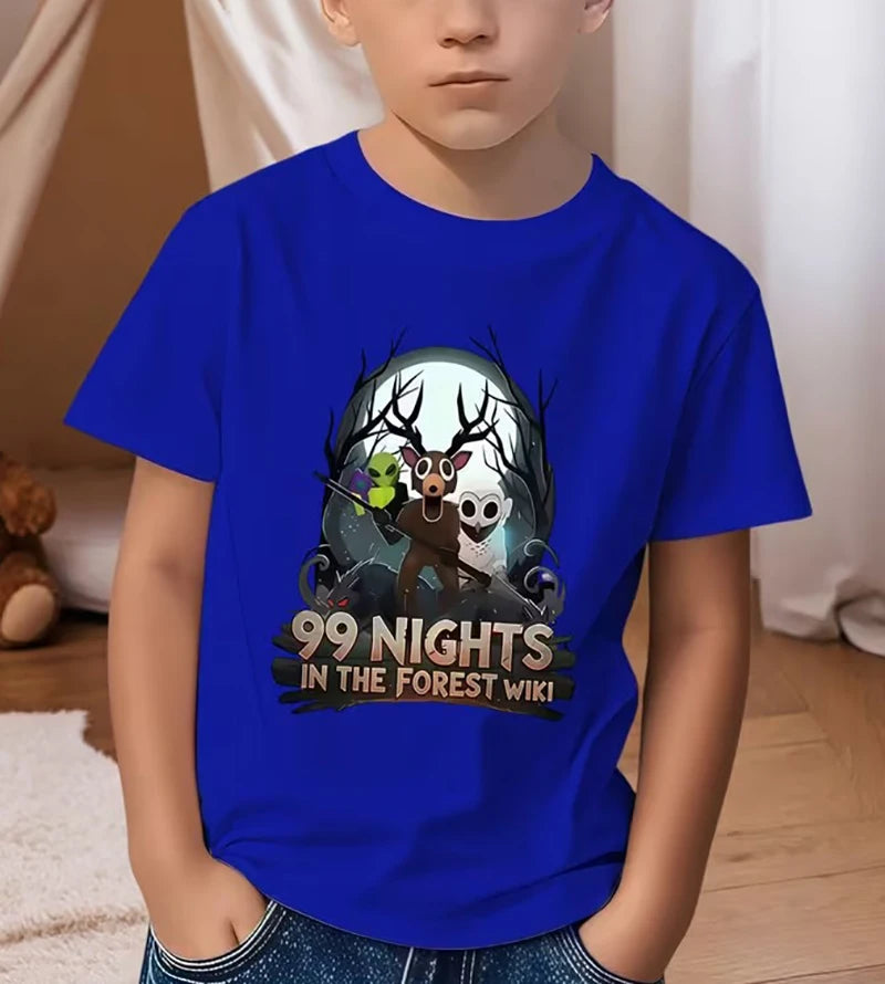 Game 99 Nights in The Forest Kids T-shirt for Boy Girl Cartoon Print Short Sleeve Tops Casual Breathable Tee Children's Clothing