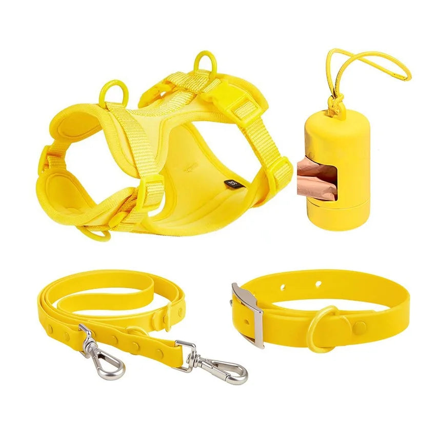 Pet Leash Anti-slip Breathable Collar Drawstring Chest Back Garbage Bag Storage Set Pet Travel Harnesses Supplies Accessories