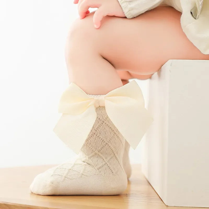 0-6Years Kids Sock For Girls Solid Big Bow Cotton Fashion Soft Princess Children Girl Socks High Quality Spring Autumn