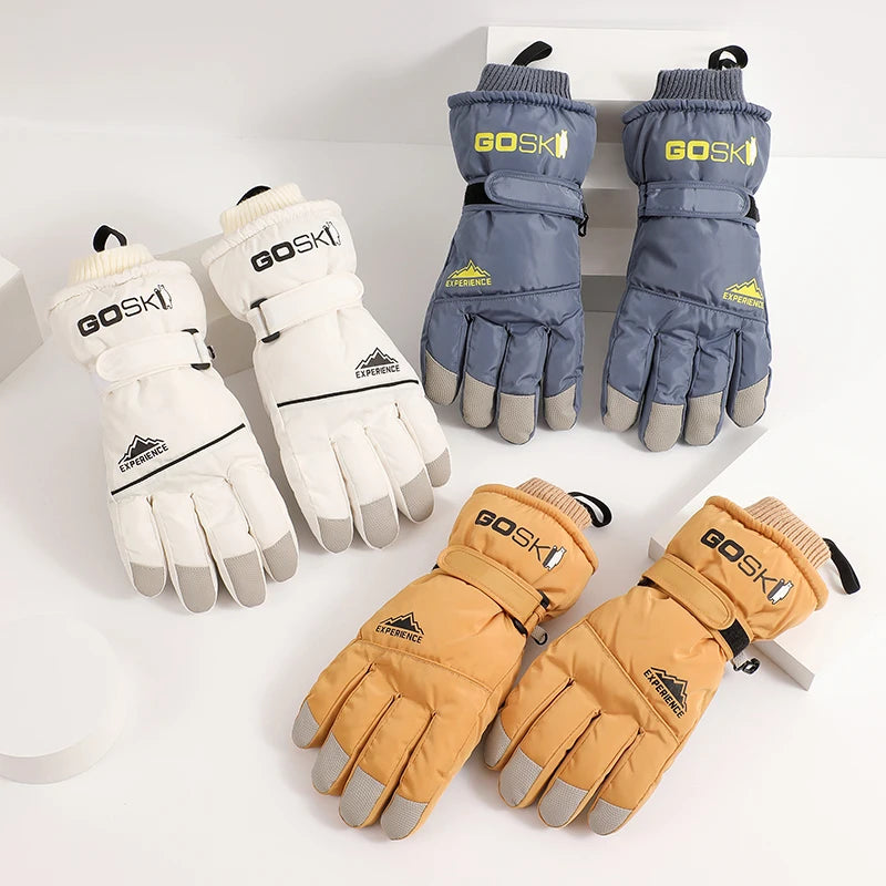 Winter Ski Gloves for Children Warm Thicken Gloves for Boys Girls Outdoor Sports Kids Skiing Riding Mittens Anti Slip