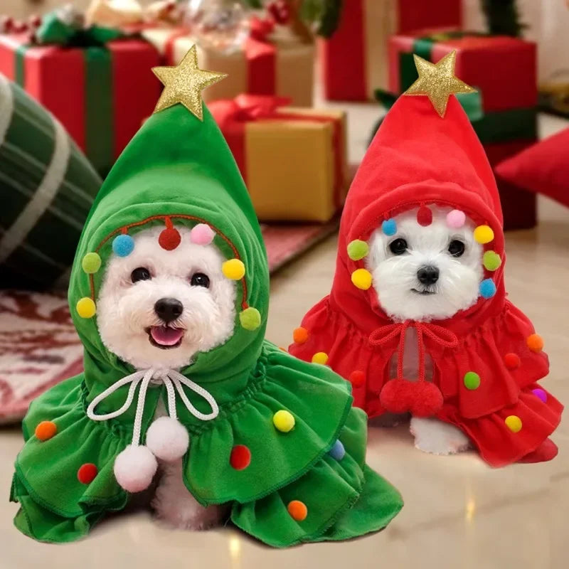 Cute Pet Christmas Clothing Pet Dogs Cats Hoodie Chihuahua Yorkshire Coat Suitable for Small and Medium Sized Puppies Cloak