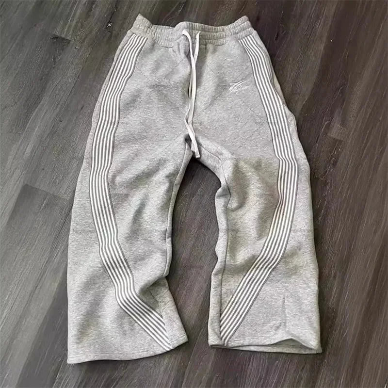 Hip-Hop Streetwear Pant Men Casual Striped Sweatpants Spring Autumn Couple Baggy Elastic Waist Jogging Trousers High Street Pant