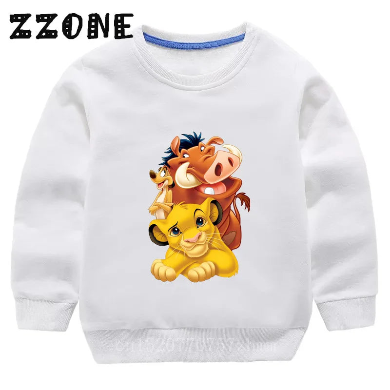 Kids Sweatshirts The Lion King Cute Simba Print Cartoon Children Hoodies Autumn Baby Pullover Outwear Tops Girls Boys Clothes