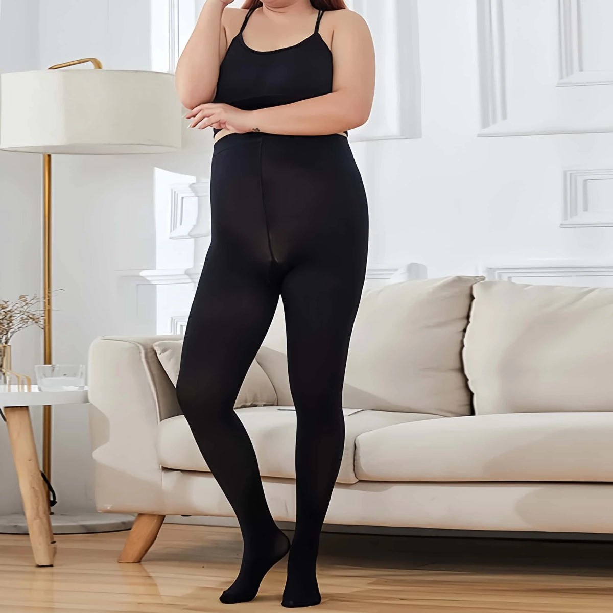 Plus Size Tights for Women 120D Warm High Waist Control Top Stretch Comfortable Winter Leggings Shapewear Pantyhose